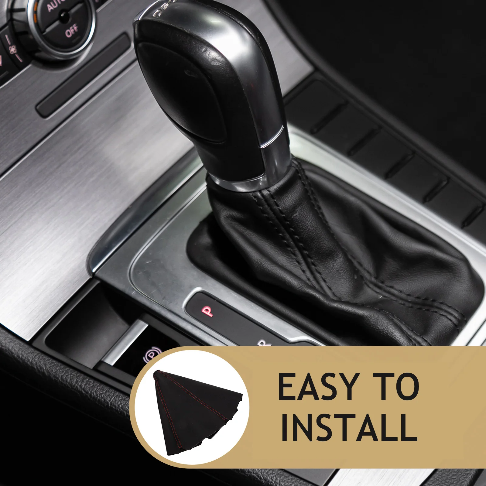 

Universal PU Gear Shift Cover Red Stitching Dust Proof Boot Manual Transmission Car Interior Accessories