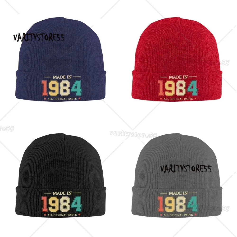 Made In 1984 Unisex Knitted Hat Outdoor Warm Men Solid Color Crimping Beanie Cap Hip Hop Ski Caps