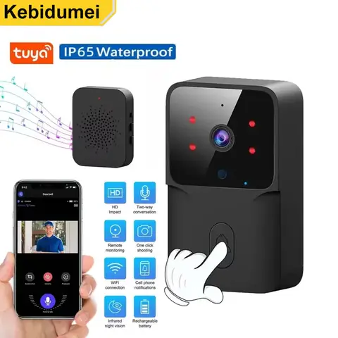 카메라 무선 번들 비디오 초인종 WIFI HD 야외 전화 도어 벨 카메라 보안 비디오 인터콤 IR와 Tuya 초인종 ,Tuya Doorbell With Camera Wireless Bundle Video Doorbell WIFI HD Outdoor Phone Door Bell Camera Security Video Intercom IR