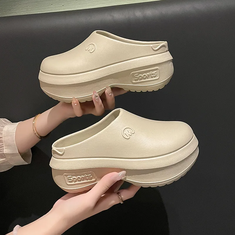 

2024 new thick bottom Baotou EVA slippers women's non-slip foreign trade muffin step poop feeling croc shoes sandals