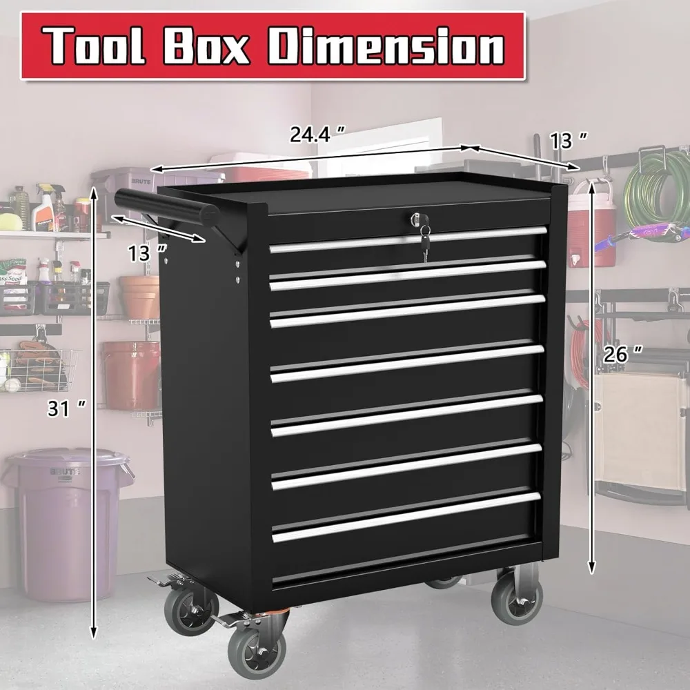 Drawer Meatl Rolling Tool Chest with Wheels and Locking Tool Chest, Large Storage Capacity, Portable Metal Tool Box