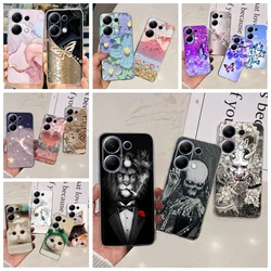 For Xiaomi Redmi Note 13 Pro 4G Case 6.67 inch Oil Flower Marble Lovely Cat Stylish Phone Cover For Xiomi Redmi Note13 Pro 4G
