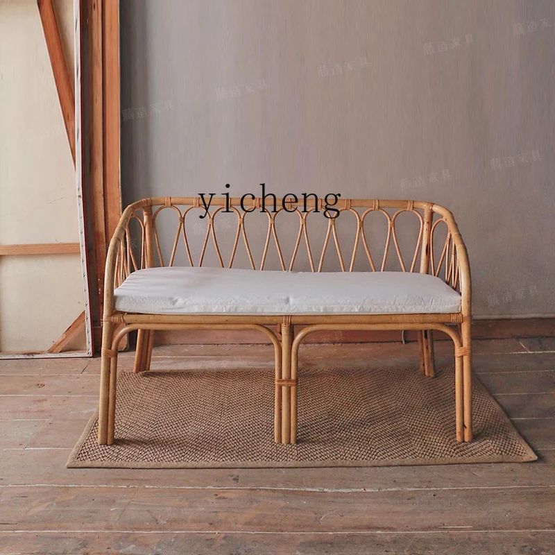 Zz كرسي الروطان الترفيهي B & B ins أريكة مزدوجة من الخيزران الطبيعي الحقيقي شقة صغيرة شرفة غرفة المعيشة المنزل #1