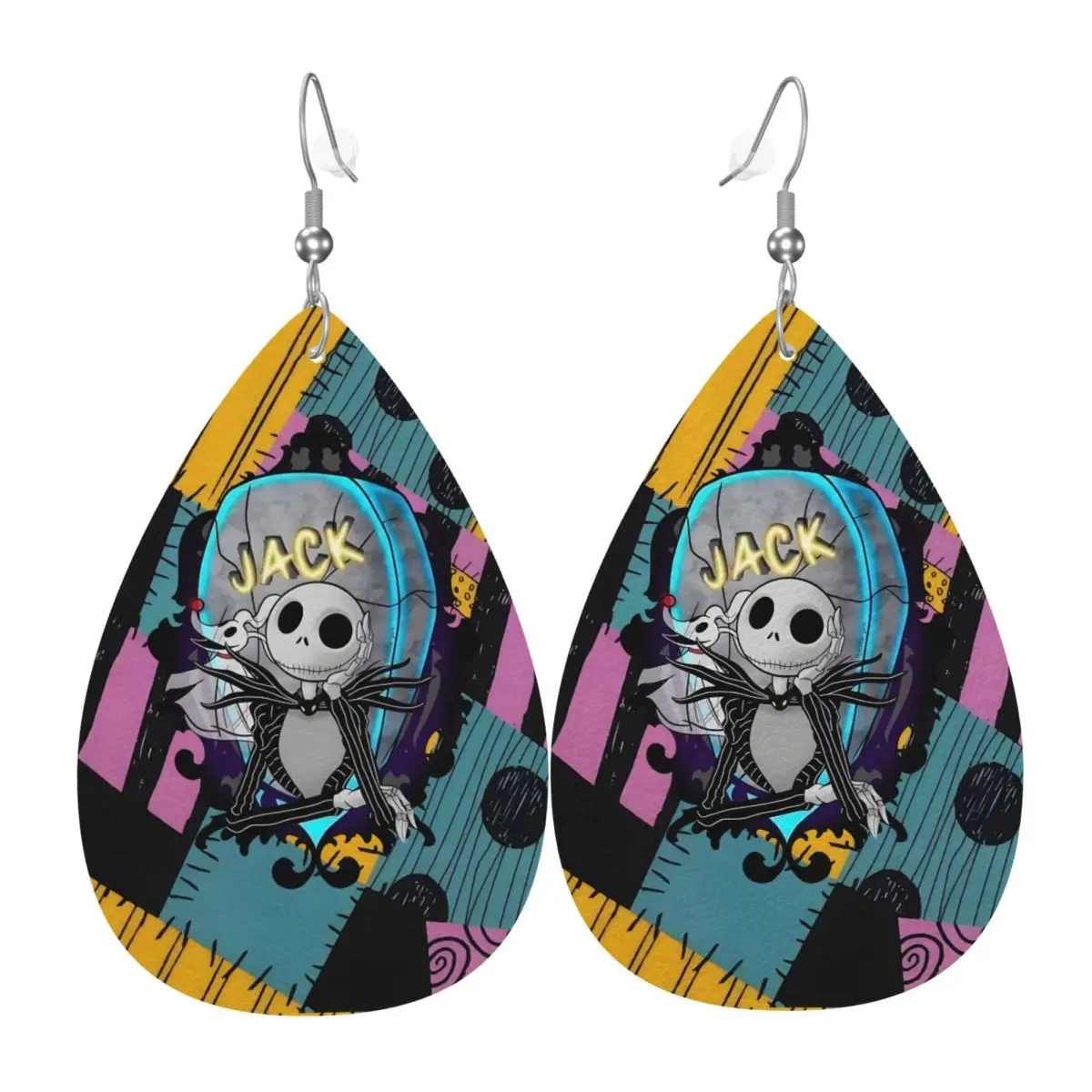 

Кожаные серьги-капли «Джек Скеллингтон» для женщин, легкие, из фильма «Хэллоуин: Кошмар перед Рождеством»