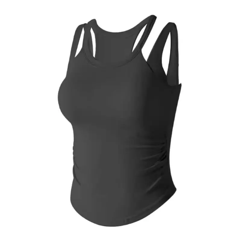 Vest women's summer outer wear 2026 new sleeveless inner wear slim fit bottom shirt wide shoulder suspender round neck top thin