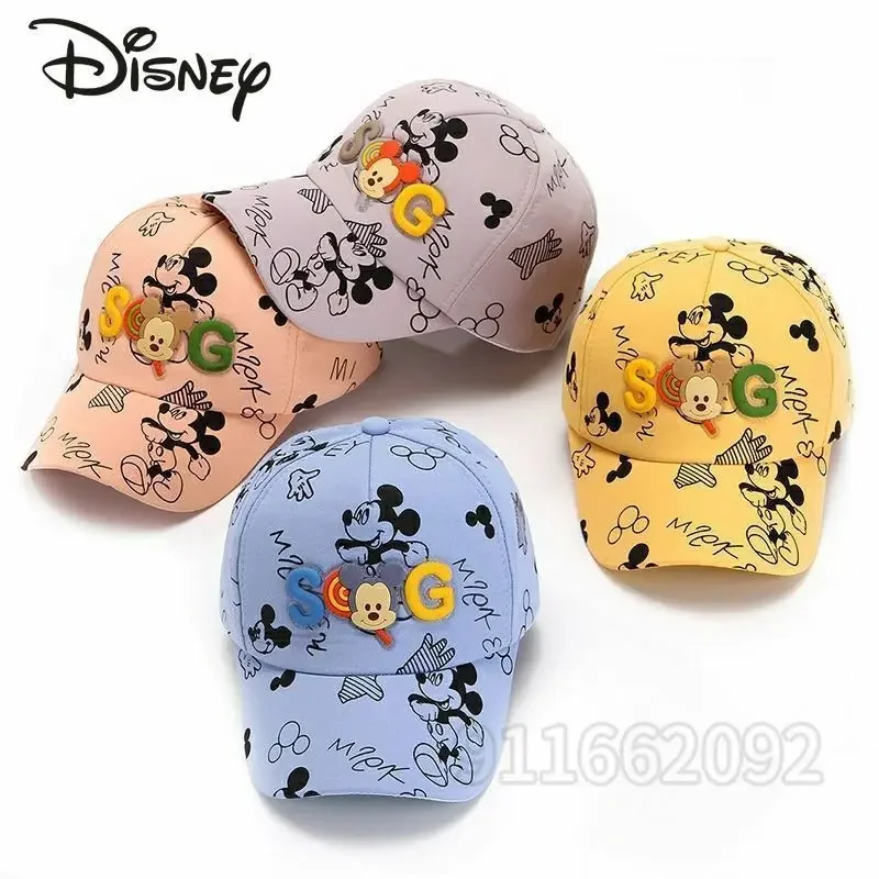 Disney Mickey 2024 New Kids Hat Cartoon Fashion Boys Sun Hat Luxury Brand High Quality Adjustable Outdoor Kids Baseball Cap