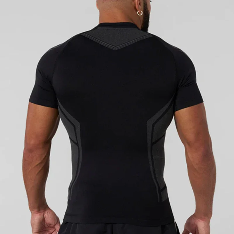 Sports T-shirt Men's Tight Fitness Suit High Elasticity Quick-drying American Tight Fashion Muscle Leg Training Short Sleeve