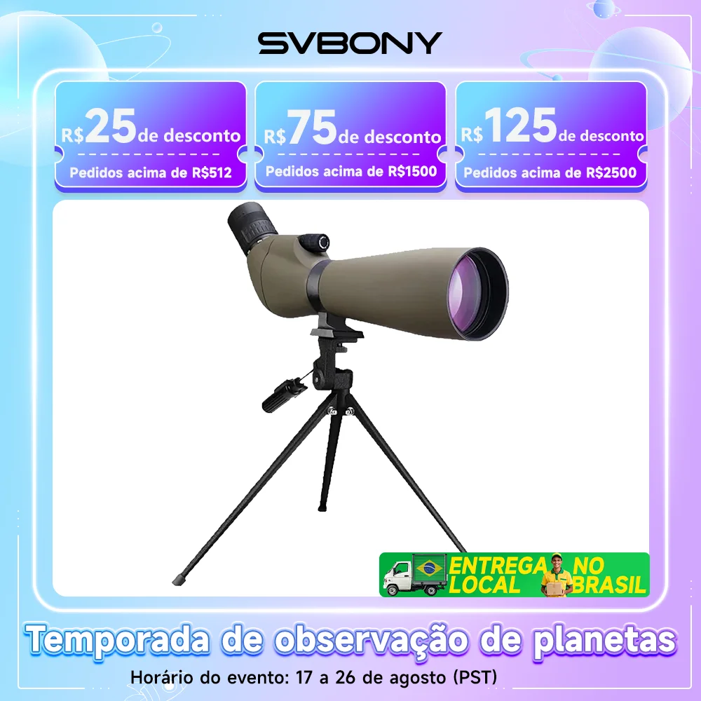 SVBONY Luneta 20-60x80 à Prova d'Água com Tripé