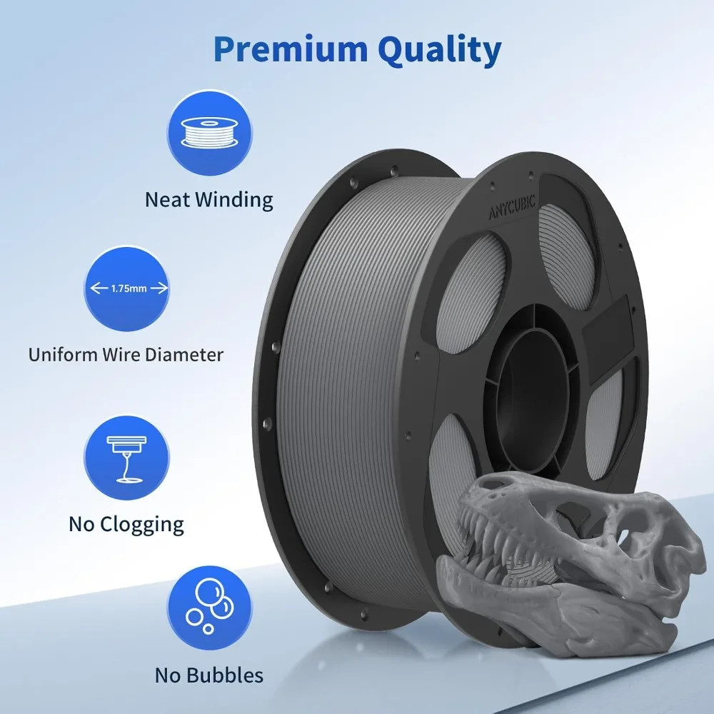 High Precision PLA 3D Printer Filament 1.75mm, Dimensional Accuracy +/- 0.02mm, 1KG Spool (2.2 lbs), Texture Grey