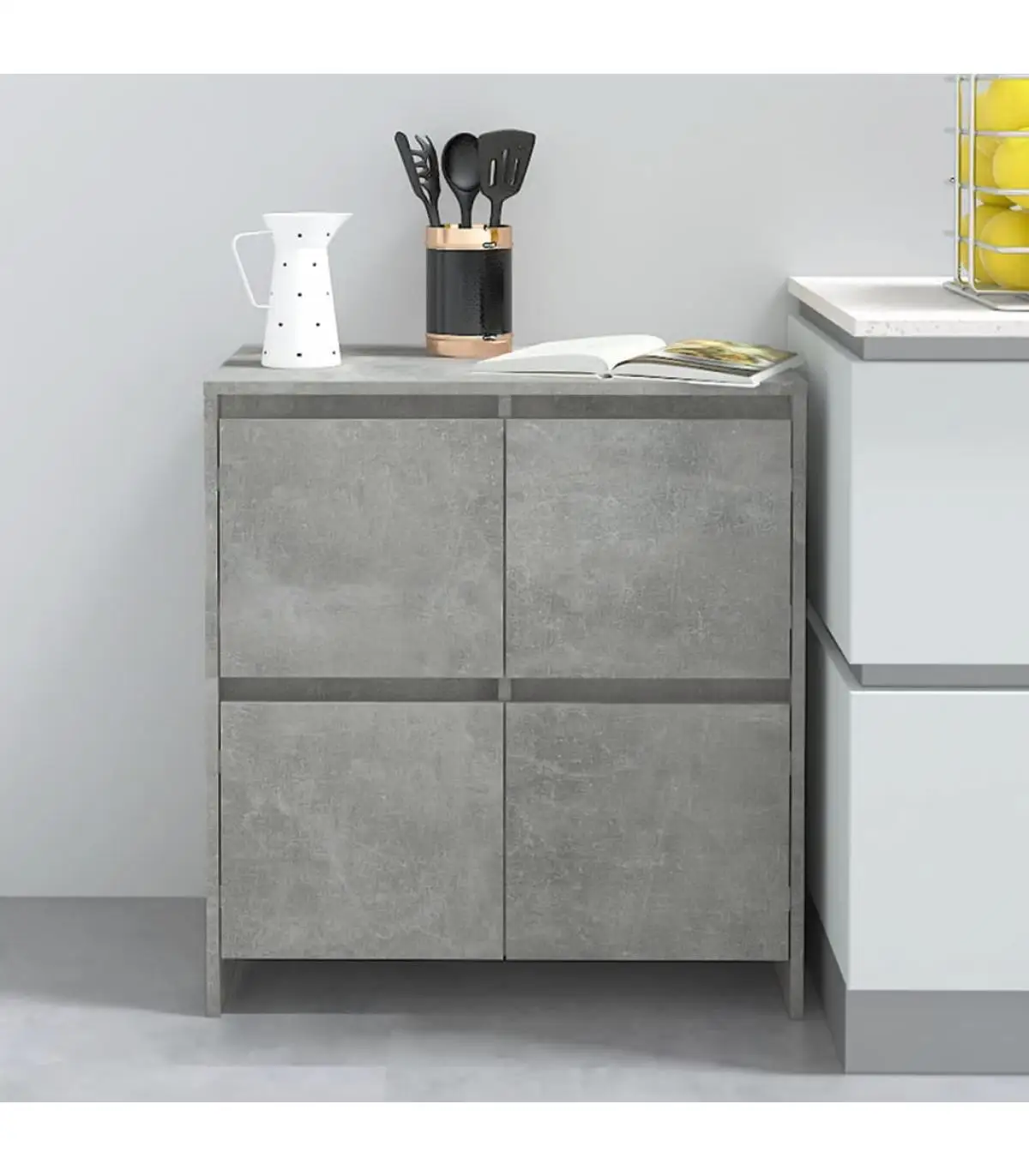 70x41x75 cm concrete gray chipboard sideboard