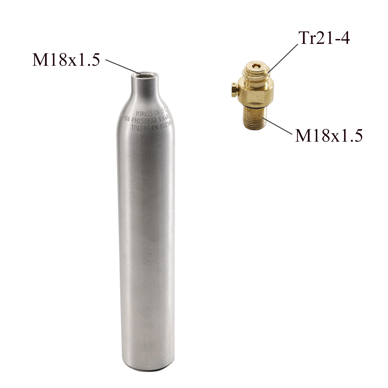 0.6L 0.64KG Empty Co2 Gas Cylinder with TR21-4 Valve Aluminum Soda Co2 Tank Carbonated Water Drink Refill Soda Maker Homebrew
