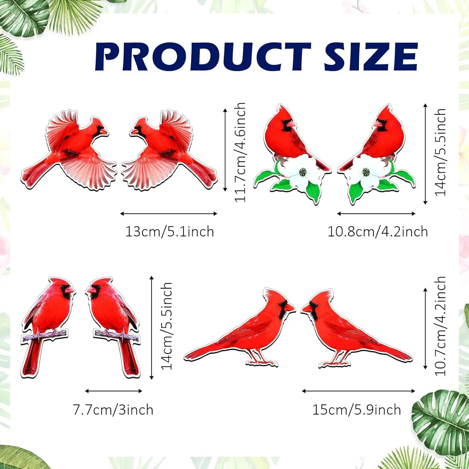 8Pcs Cardinal Bird Double-sided Screen Door Magnets, 4 Classic Styles Flexible Sliding Window Screen Decor
