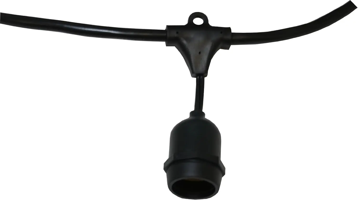 Lighting LS-MS-24-100-BK Commercial Grade Light String with 50-Sockets, Medium Base Suspended, 100-Feet, Black