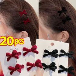 Mini Red Velvet Bow Hair Clips for Girls Sweet Candy Color Velvet Small Bow Knot Hairpins Hairgrips Barrette Hair Accessories