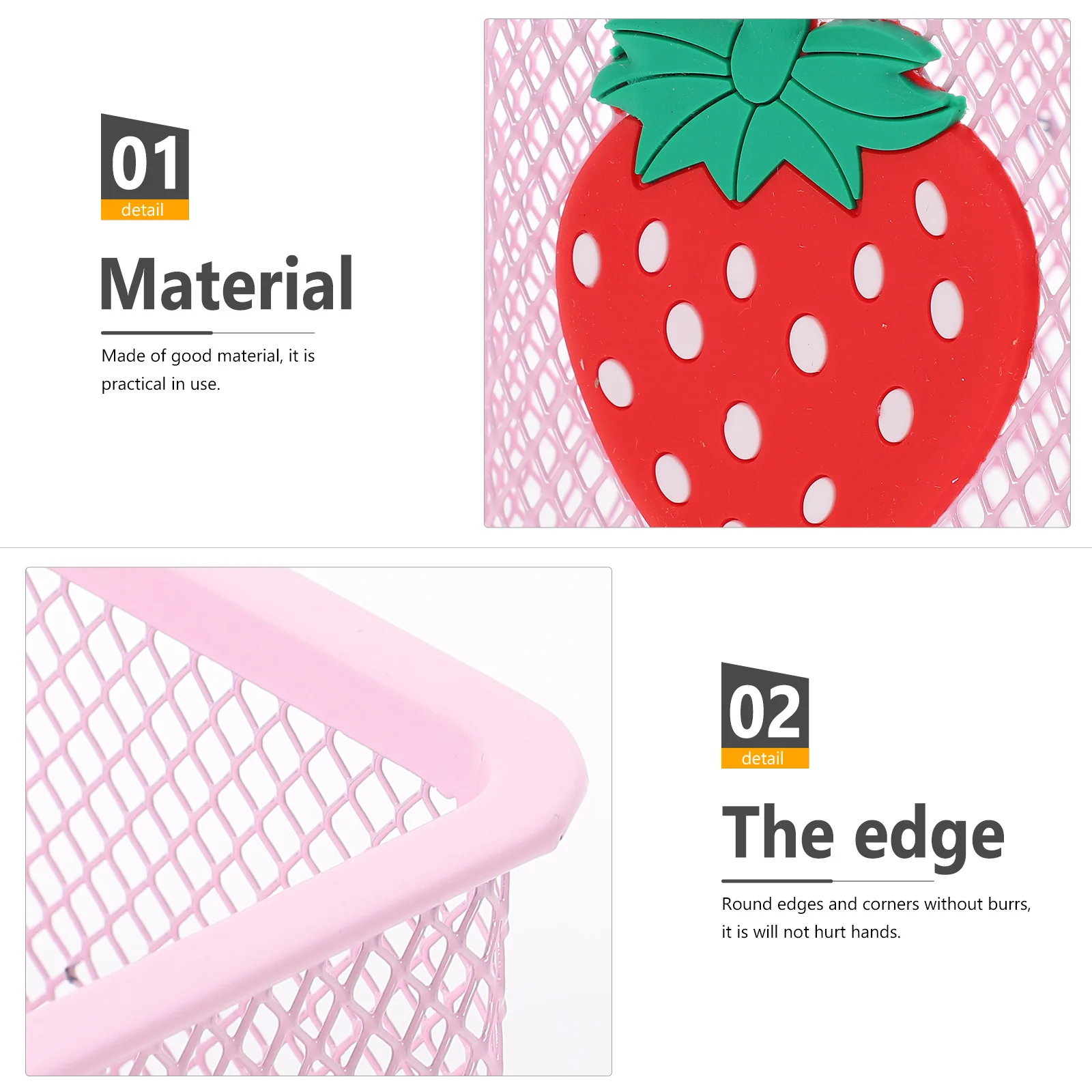

2Pcs Metal Pen Holder Mesh Desk ganizer Rainbow Strawberry Large Capacity Non Slip Base Office Supplies Storage Solution