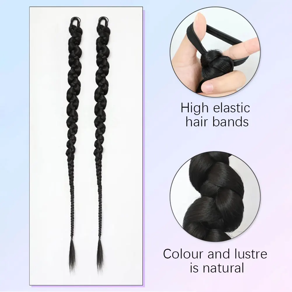 1/2 Uds extensión de cabello cola de caballo trenzada moda cola de caballo trenzada de giro largo extensión sintética accesorios para el cabello Hip Hop Y2K chica