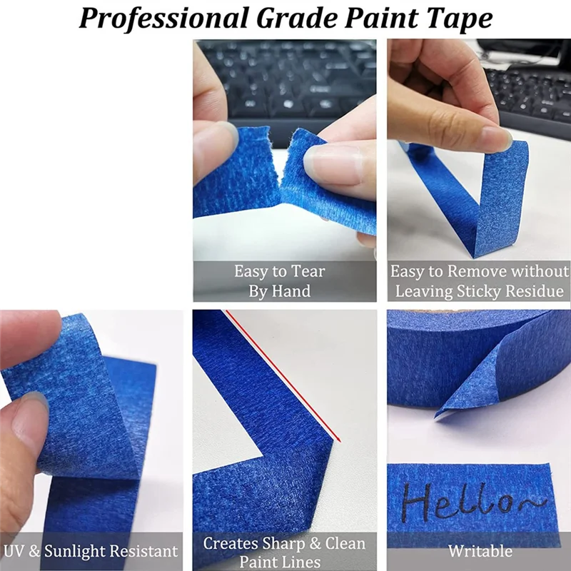 AA63 HOT 1Set Blue Painters Tape Safe Wall Painting، Edge Finishing-1 بوصة × 22 ياردة أزرق