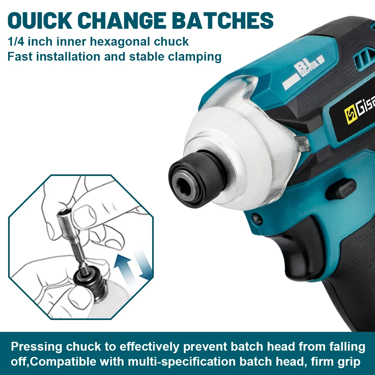 588N.m Brushless Cordless Driver Drill Impact Electric Screwdriver 4 Speed with LED Light Power Tool For 18V Makita Battery