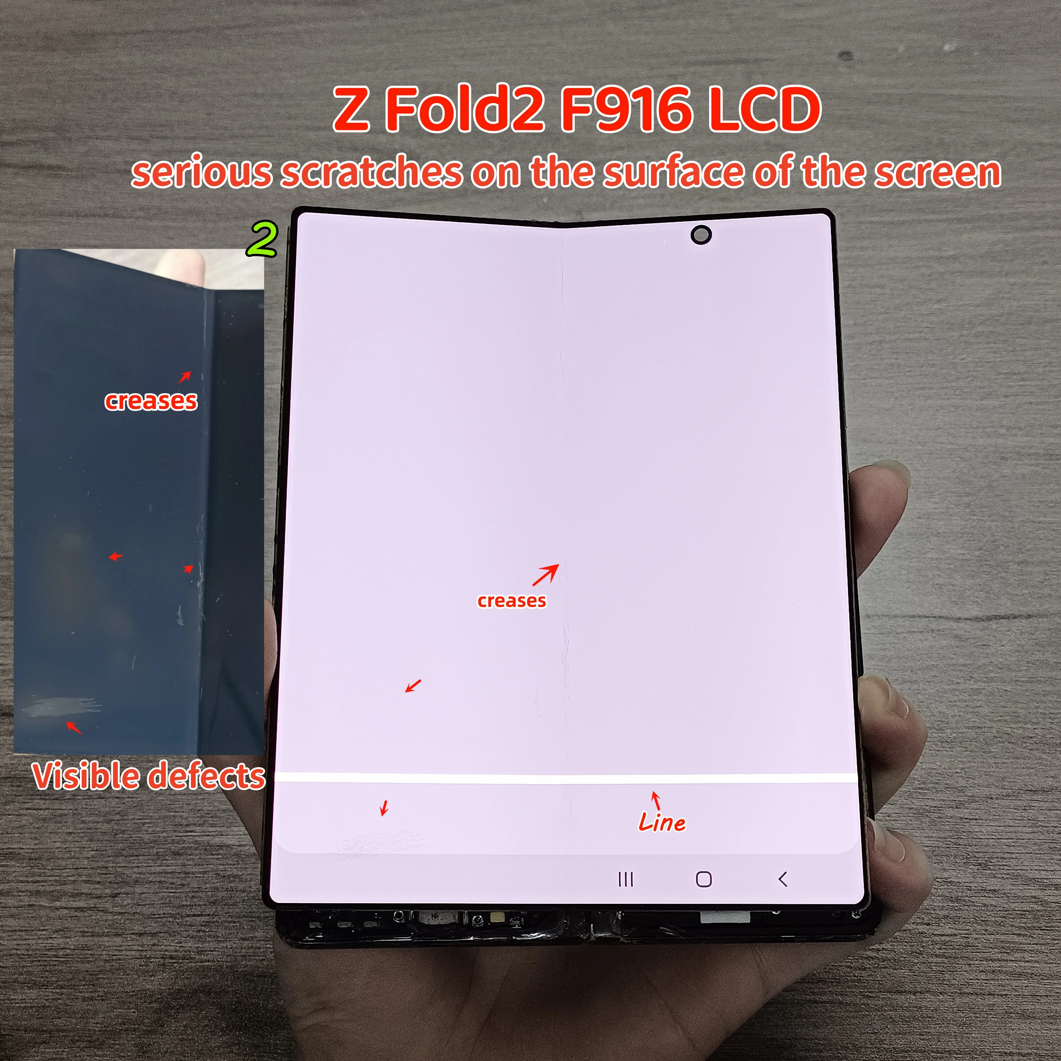 With Defect Amoled For Samsung Z Fold2 F916 Display Touch Screen Digitizer Assembly SM-F916U F916B LCD Screen Replacement