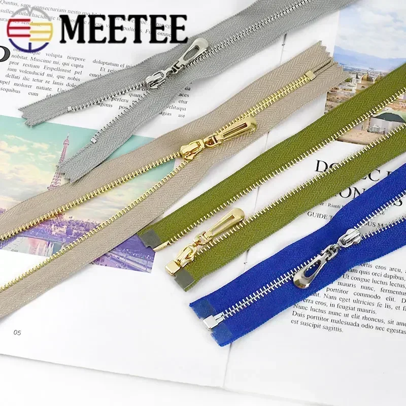 5Pcs Meetee 3# 15-70cm Metal Zippers Coat Pocket Zipper Closure Decoration Zip for Clothes Replacement Zipper Sewing Accessories