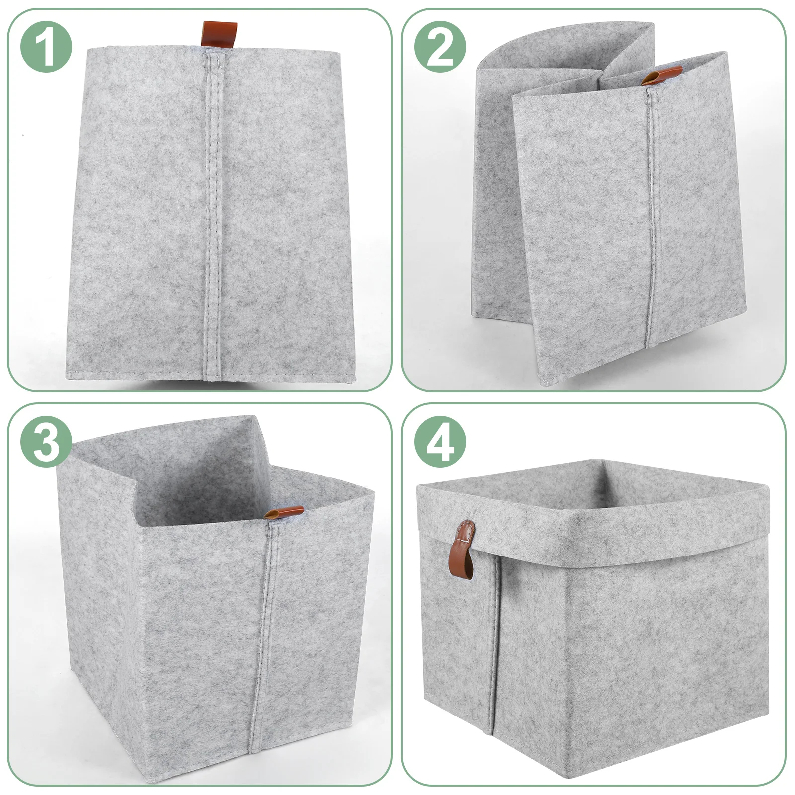 6Pcs Felt Fabric Storage Basket Large Capacity 12L Foldable Desktop Organizers Box for Home Closet Clothes Shoes Multipurpose