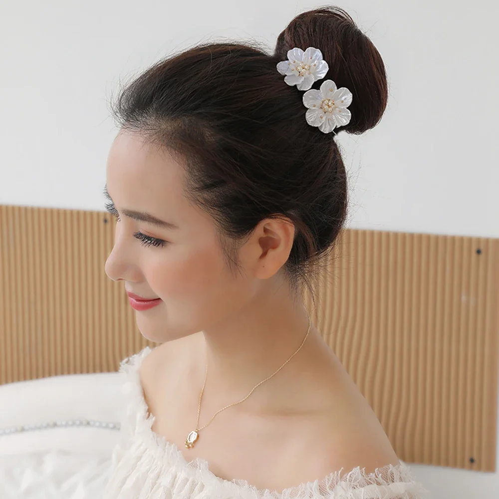 Shell Flower Hair Styling Tool Ball Head Flower Bud Head Bun Maker Bow Pearl Hair Pin Lazy Hair Dish Artifact Braids Maintenance