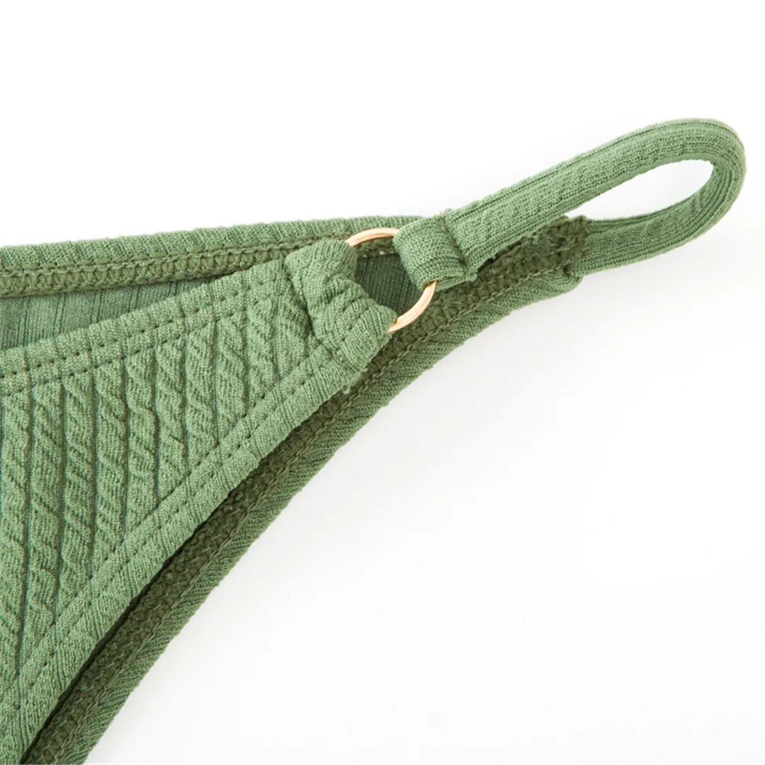 Gerippter Metallring-Bikini, zweiteiliger Damen-Badeanzug, Damen-Badebekleidung, hoch geschnittene Beine, gepolsterter Badeanzug, Badeanzug, Schwimmkleidung V7120 – Detail 22
