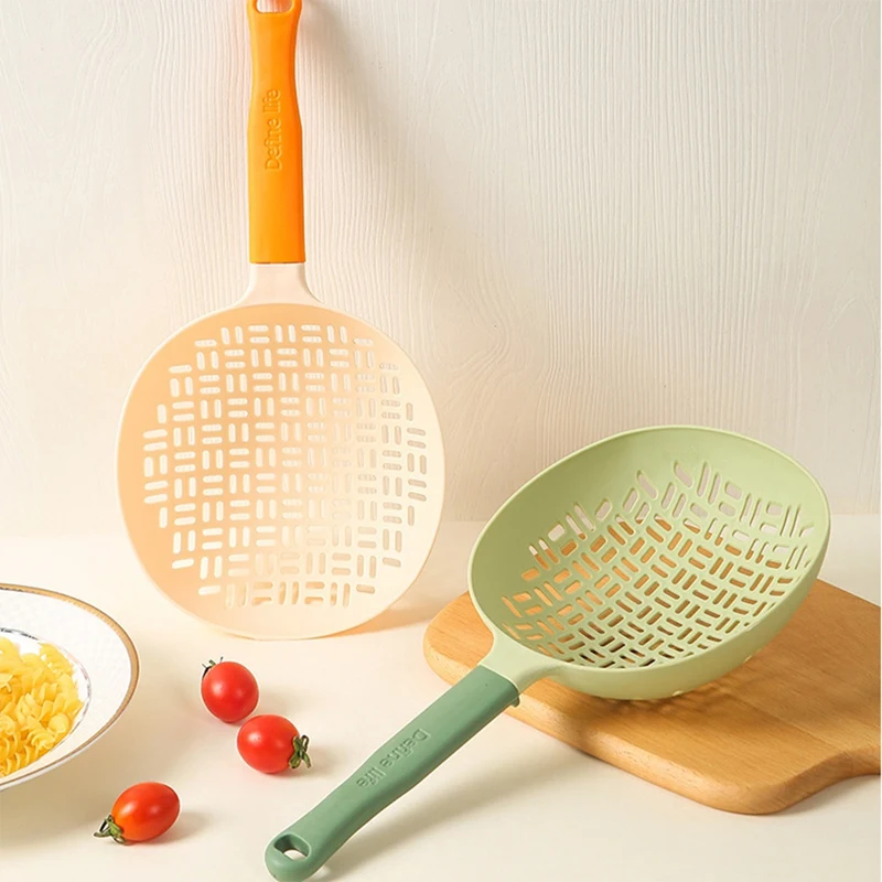ABRW-Colador escopo, mango colador de silicona, colador colador, cuchara de silicona para cocinar, colador de cuchara colador de Pasta