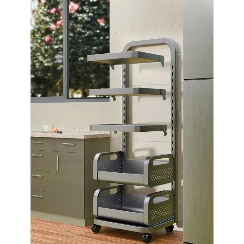 Vegetable rack, kitchen trolley, multi-layer pots and pans, household storage, multi-functional pot rack