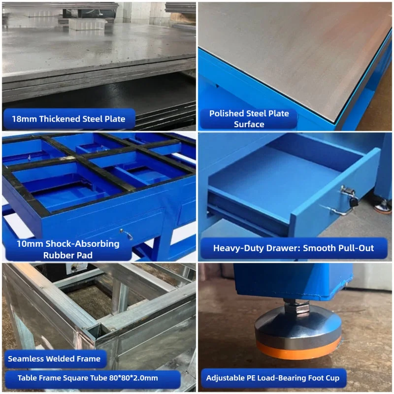 Heavy Duty Steel Plate Workbench Industrial Fitter Table 4 Lockable Drawers Storage Shelves OEM/ODM Customizable 3-Year