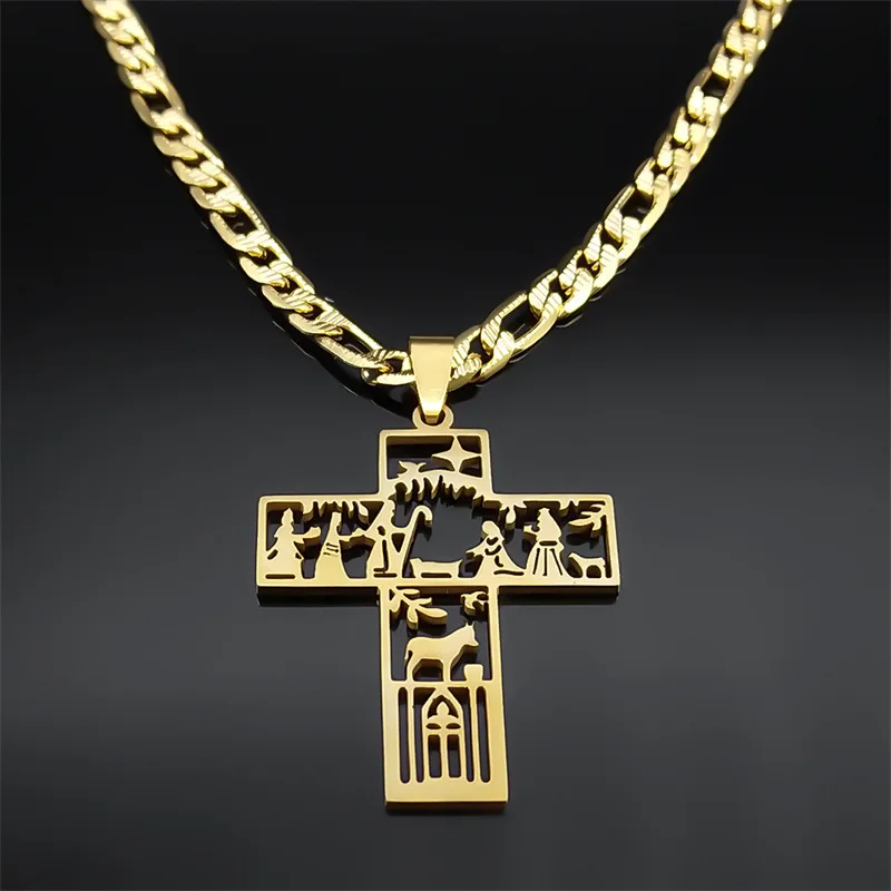 

Новая мода ожерелье с подвеской в виде креста из нержавеющей стали золотое молитвенное ожерелье для крещения ювелирные изделия