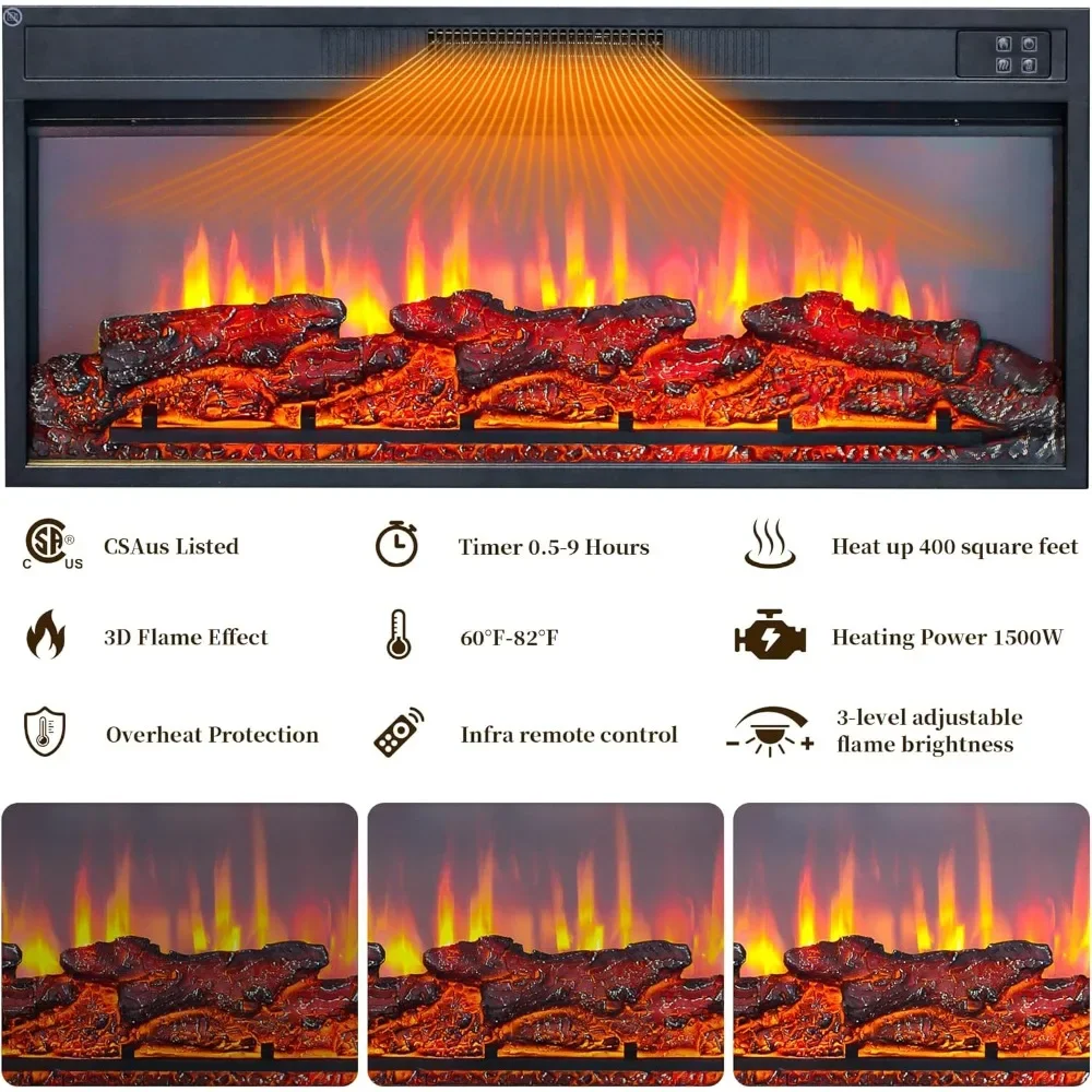 حامل تلفزيون حديث مقاس 70 بوصة مع مدفأة كهربائية لأجهزة التلفاز حتى 80 بوصة، أضواء LED، باب زجاجي، مركز ترفيه