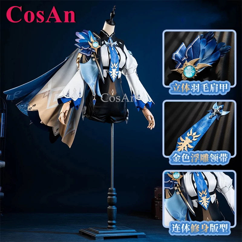 CosAn Game Genshin Impact Eula Cosplay Costumes Fashion Sweet Lovely Combat Uniforms Women Activity Party Role Play Clothing New