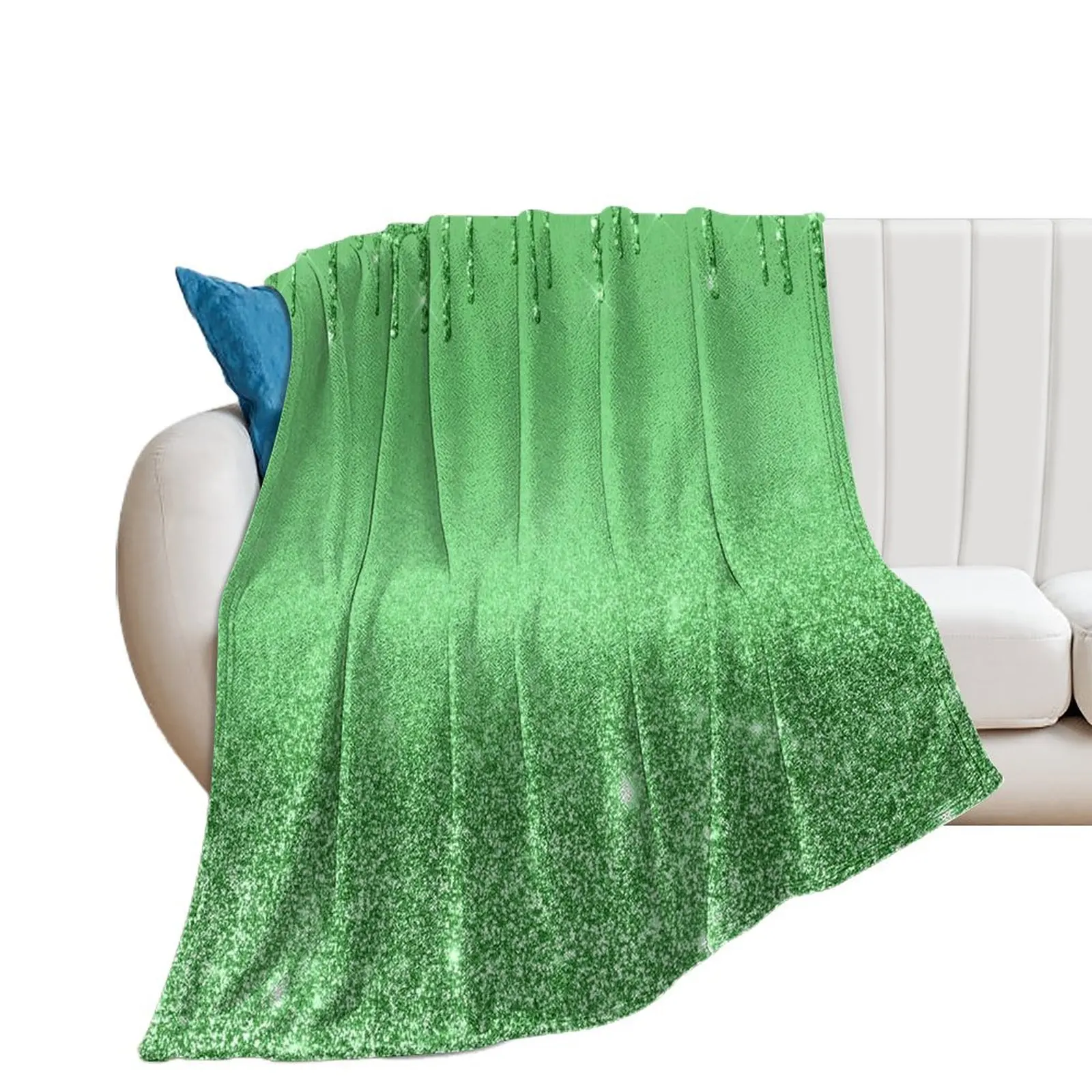 

Green Glitter Drip Throw Blanket funny gift Bed Polar Blankets