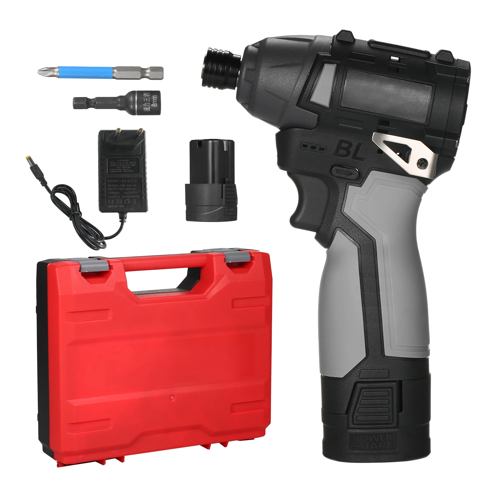 16.8V Brushless Cordless Electric Screwdriver Set Rechargeable with 3450RPM Speed & 140Nm Torque with Bit Carrying Case