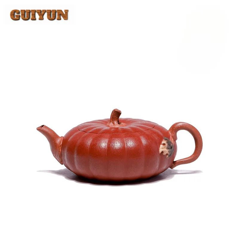 90ml Aesthetic Yixing Purple Clay Teapots Handmade Pumpkin Pot Raw Ore Section Mud Starch Kettle Zisha Tea Set Cafes Drinkware