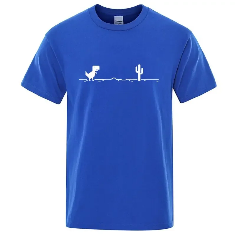 Men High Quality Cotton Blend Funny Dinosaur Print T Shirt Loose O-neck Summer Cool Men Tshirt Short Sleeve T-shirt Male Tee Top