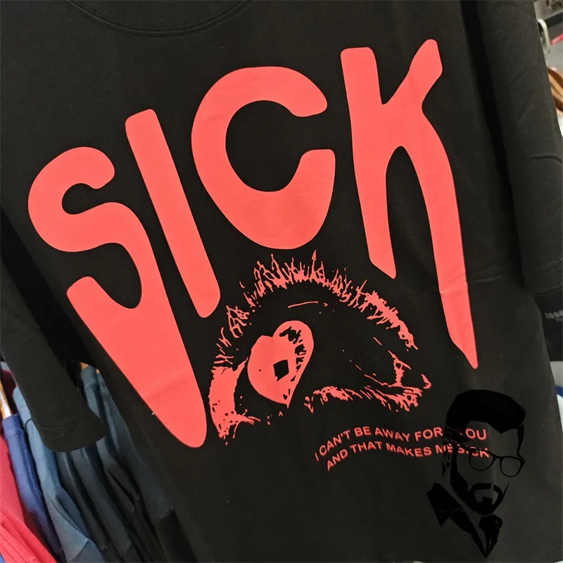 tearful eye print T-shirt for men and women loose fitting casual tops tee