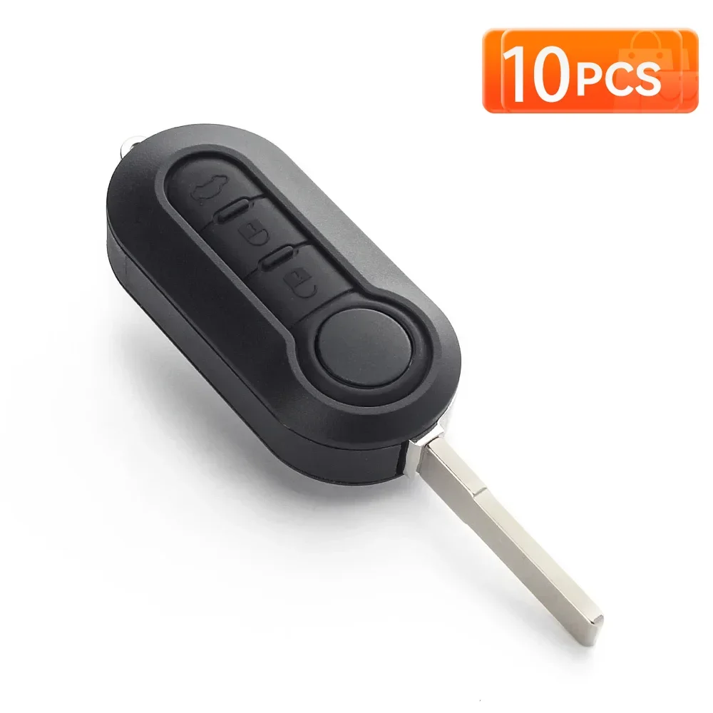 KEYYOU 10 قطعة لشركة فيات 500 باندا بونتو برافو 3 أزرار عادية الوجه البعيد مفتاح السيارة قذيفة فارغة الإسكان بدون مفتاح SIP22 شفرة