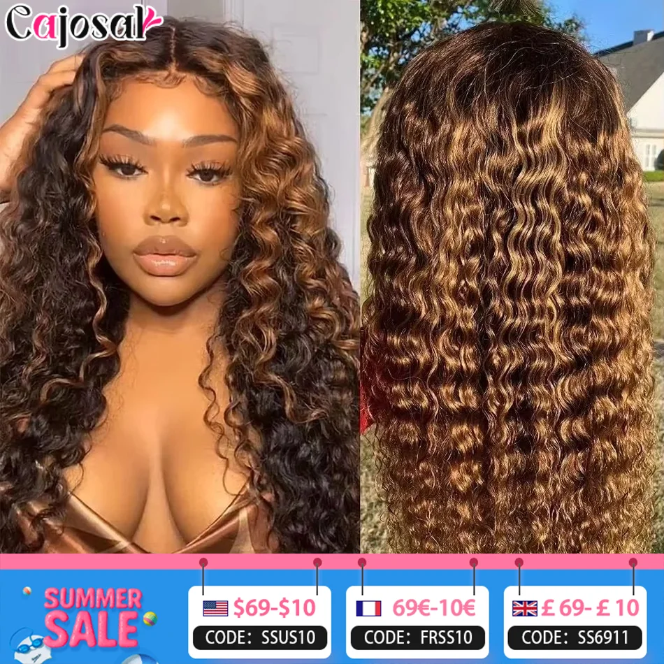

Highlight Deep Wave Wigs 100%Human Hair Wig 13x6/13X4 HD Lace Frontal Wig Honey Blonde 13x4 Lace Front Human Hair Wigs For Women