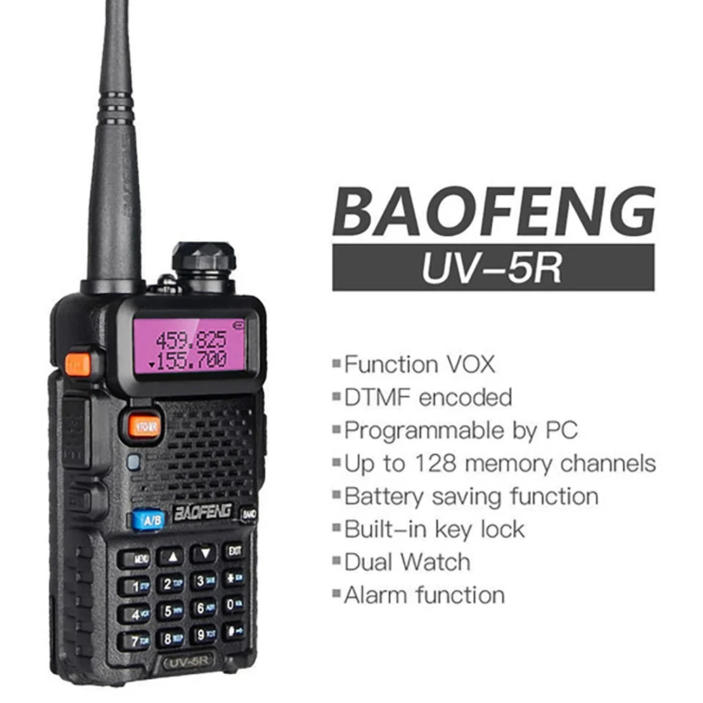 Baofeng-walkie-talkie uv 5rデュアルバンドハム双方向ラジオ,vhf,uhf,fm,ハンドヘルドトランシーバー,狩猟,5w,136-174mhz,400-520mhz