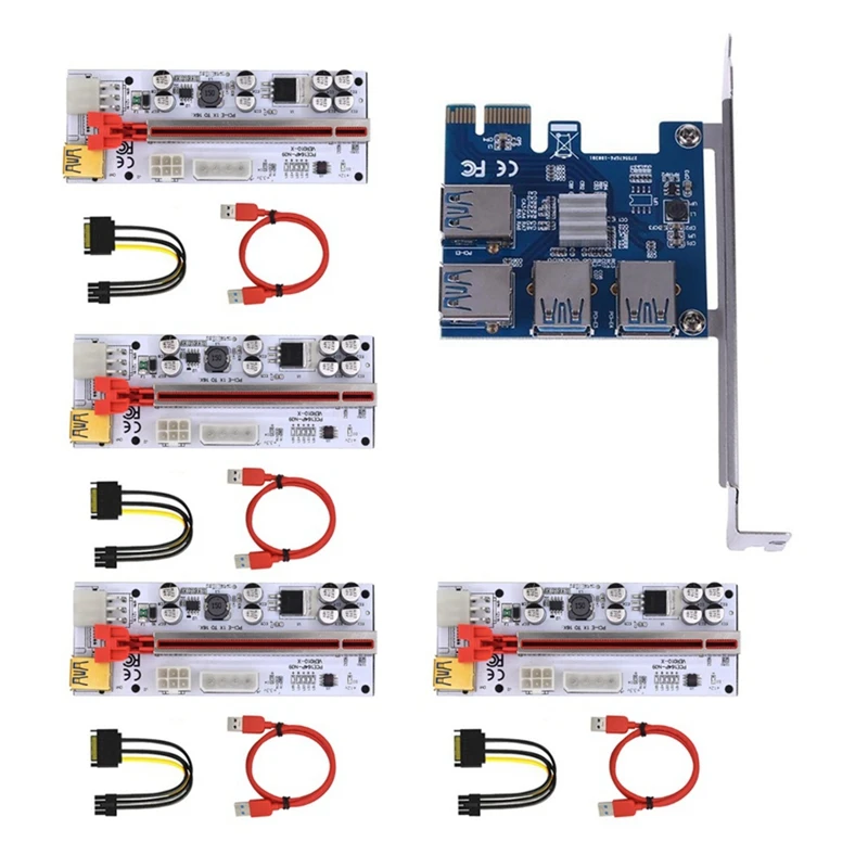 

Адаптер PCIE 1-4 Pciexpress + карта подъемника USB 3,0 к PCI-E 1X к 16X, кабель-удлинитель для майнинга