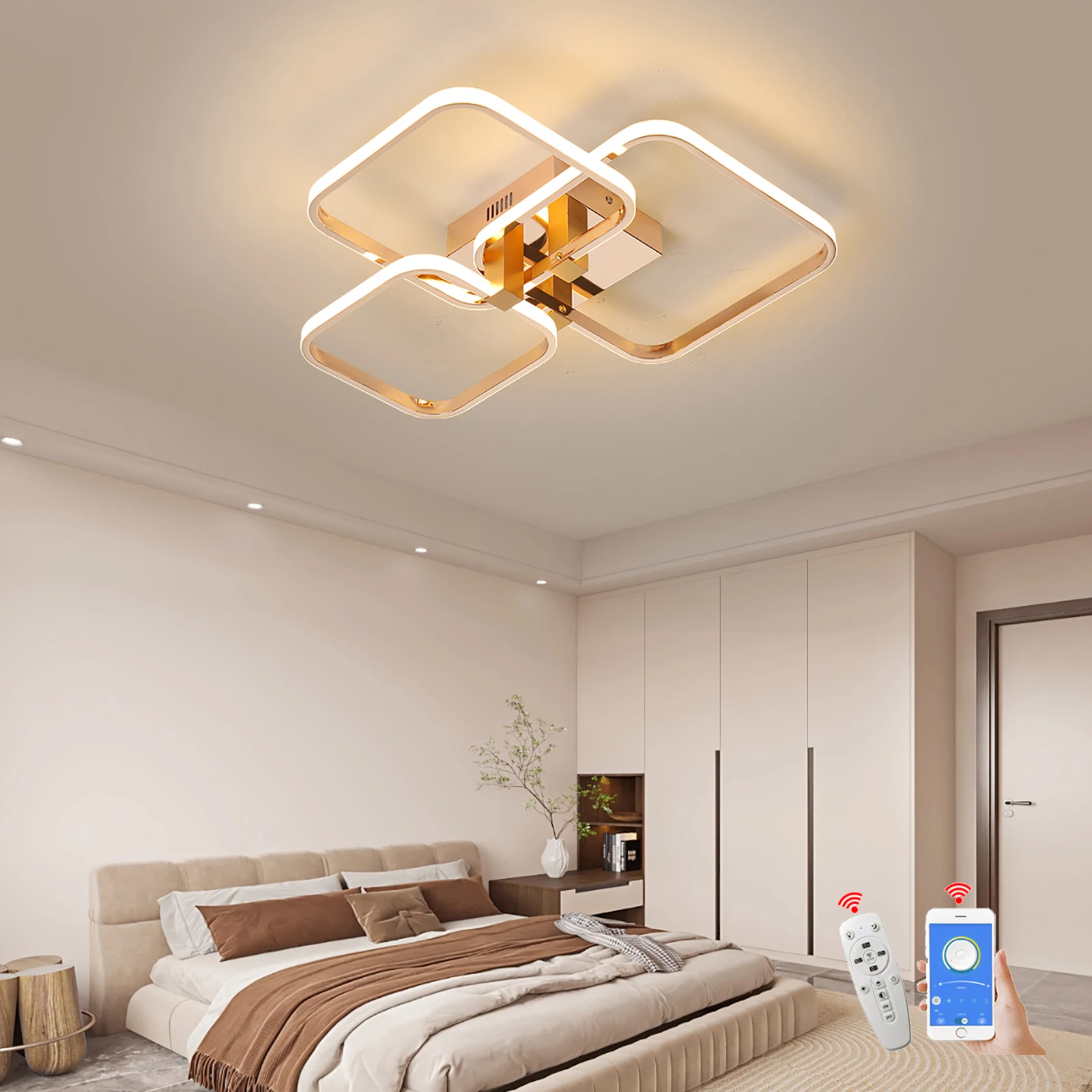 Modern Ceiling Chandelier Gold Chrome Living Room Chandelier Dimmable Bedroom Ceiling Light 3-6 Heads Ceiling Kitchen Lamp