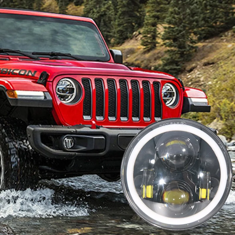 

7-Inch 30W Round LED Running Lamp with Super Bright Hi-Lo and Angel Eyes Fog Light New Condition for Off-Road for Wrangler