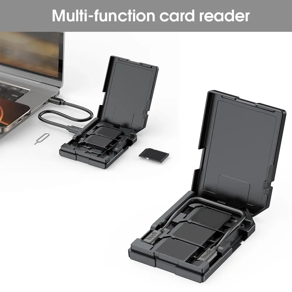 

BUDI SD/TF Card Reader with SD Card Appearance Design Slots Memory Multifunctional High-Speed 8 & Slots 4 SD Reader New TF C4D2