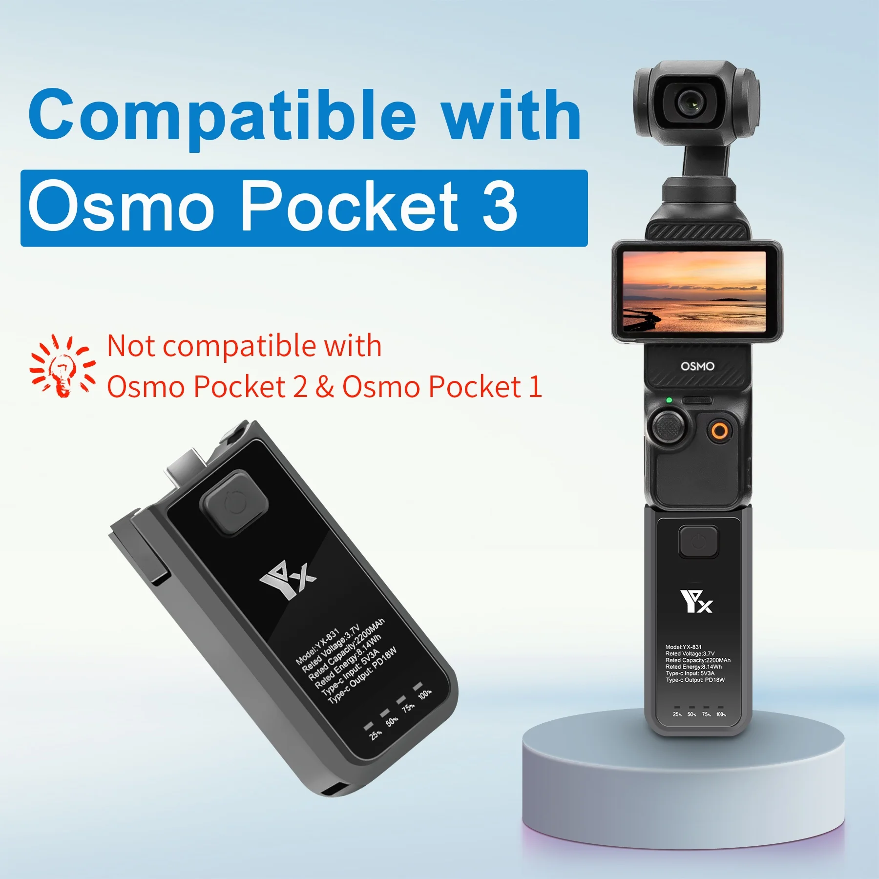 

For DJI Osmo Pocket 3 Camera Charger Increased Length Grip Accessory for Enhanced Control And Stability​
