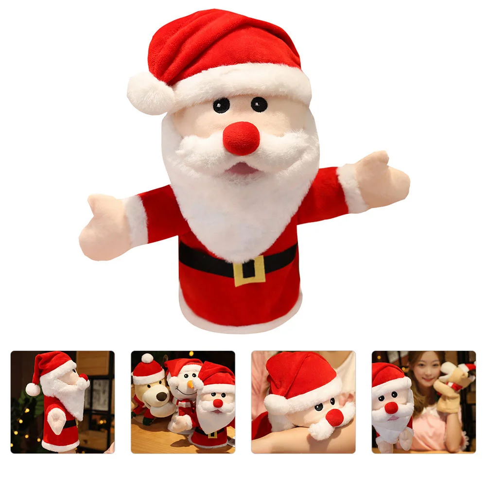 Santa Hand Puppet น่ารักการ์ตูนของเล่นนิ้วมือของเล่นเด็กหรูหราสําหรับของเล่นเด็กผู้ปกครอง-เด็ก