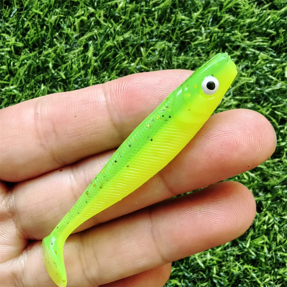 MUKUN 10 Stück 60 mm 2 g weiche Köder Köder Angelköder Leurre Shad Doppelfarbiger Silikonköder T-Schwanz – Detail 8