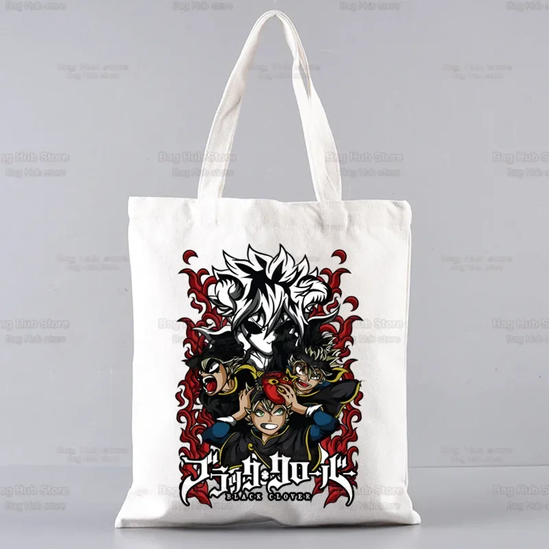 Asta Yuno Yami Sukehiro Shopping Bag Shopper Eco Canvas Cotton Japanese Anime Black Clover Shopper Bag Shoping Sacolas riutilizzabili