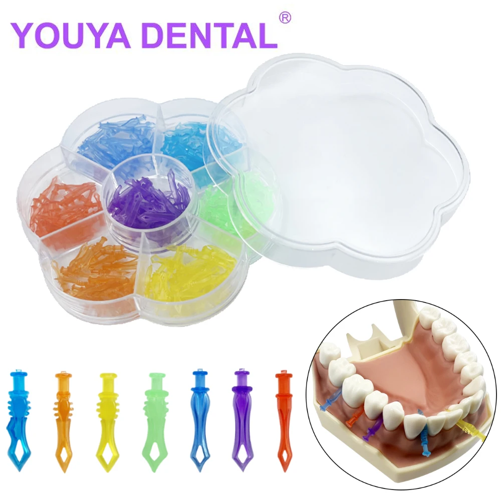 210Pcs Dental Diamond Wedges 7 Sizes/kit Disposable Plastic Poly-Wedges with Holes Dentistry Interdental Teeth Gap Accessories